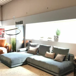 Ecksofa Freistil 142 Stoff Blau Grau Füße Kunststoff Schwarz Inklusive Kissen