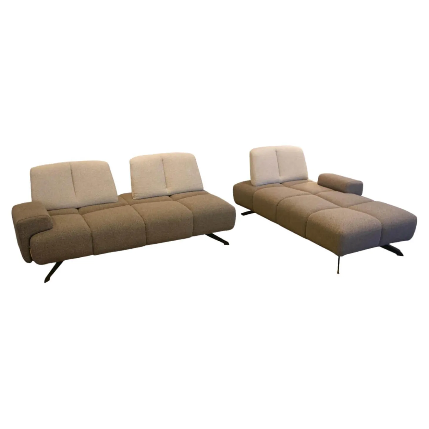 Ecksofa Garnitur WK 515 Joker Stoff Cosmo Anthrazit Light Mit 360 Grad Verstellbarer Rückenkissen