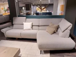 Ecksofa Global Managa Stoff Space Nature Beige Metallfuß Schwarz Rund