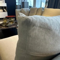 Ecksofa Grand Suite Stoff Lino 7706 Pearl Grau Beige Ablage Leder Saddle Coffee Braun