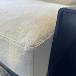 Ecksofa Grand Suite Stoff Lino 7706 Pearl Grau Beige Ablage Leder Saddle Coffee Braun