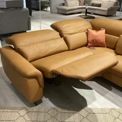 Ecksofa Haar Leder Soft-N Bright Orange Gelb Gestell Kufen Metall Anthrazit