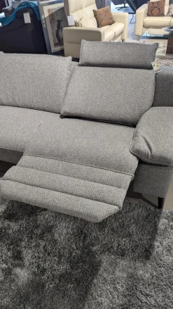Ecksofa Horas Stoff Soul Silver Grau Fuß Metall Schwarz Mit Klappbarer Armlehne Und Relaxfunktion Rechts