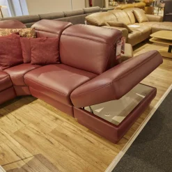 Ecksofa IL 4052 Leder Credo Barolo Rot mit motorischen Funktionen