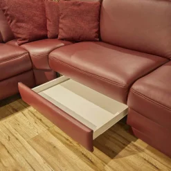 Ecksofa IL 4052 Leder Credo Barolo Rot mit motorischen Funktionen