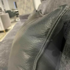 Ecksofa Indigo Stoff 23093 Mit 3 Lederkissen Und Kopfstütze