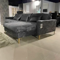 Ecksofa Indigo Stoff 23093 Mit 3 Lederkissen Und Kopfstütze