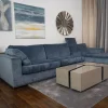 Ecksofa Inspiration Aktionsstoff Leno BW 1746-151 Blau Grau