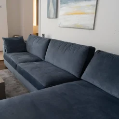 Ecksofa Inspiration Aktionsstoff Leno BW 1746-151 Blau Grau