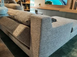 Ecksofa Inspiration Stoff Duke Grau mit Verstellbarer Rückenlehne und Kopfstütze