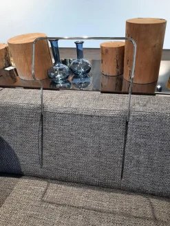 Ecksofa Inspiration Stoff Duke Grau mit Verstellbarer Rückenlehne und Kopfstütze