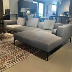 Ecksofa Jaan Living Stoff Bora 7748 Slate Grau Fuß Schwarz Matt Pulverbeschichtet Inklusive Kissen