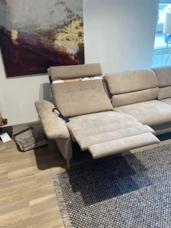 Ecksofa Jacksonville Stoff Yelda Taupe Beige Füße Massivholz Geölt