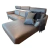 Ecksofa Justus Leder Retro Grey Grau Metallfuß Schwarz