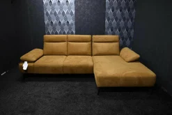 Ecksofa Lennox Stoff Regain 23 Ocre Braun mit Elektrischer Relaxfunktion und Sitztiefenverstellung