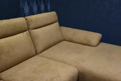 Ecksofa Lennox Stoff Regain 23 Ocre Braun mit Elektrischer Relaxfunktion und Sitztiefenverstellung