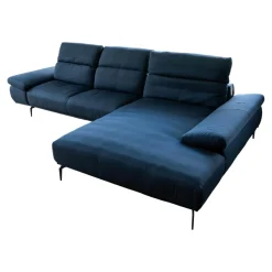 Ecksofa Levi 24405 Stoff W61 28 Blau Füße FC4 In M95 Metall Pulverbeschichtet Anthrazit Inklusive Motorischen Sitzauszug
