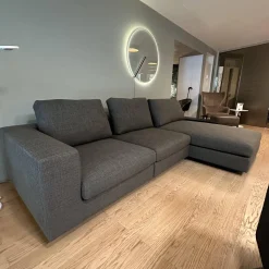 Ecksofa Living Landscape 755 Stoff Lucia 7680 Moonlight Grau Sockel Buche Schwarz Mit Side Table Massivholz Eiche