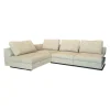 Ecksofa Living Landscape 755 Stoff Sorel 7871 Smoke Quartz Grau Beige Sockel Buche Schwarz Lackiert Mit Tischelement