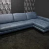 Ecksofa Living Leder Maya 7314 Sky Blau Fuß Tivoli Titan