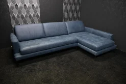Ecksofa Living Leder Maya 7314 Sky Blau Fuß Tivoli Titan