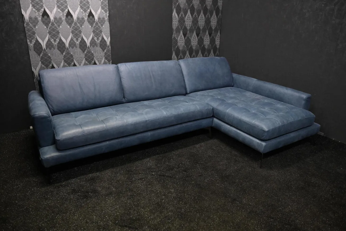 Ecksofa Living Leder Maya 7314 Sky Blau Fuß Tivoli Titan