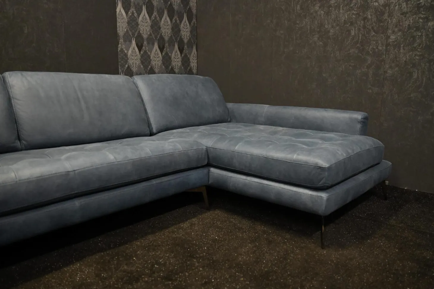 Ecksofa Living Leder Maya 7314 Sky Blau Fuß Tivoli Titan