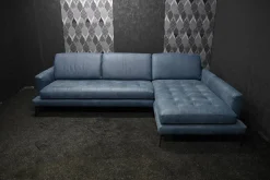Ecksofa Living Leder Maya 7314 Sky Blau Fuß Tivoli Titan