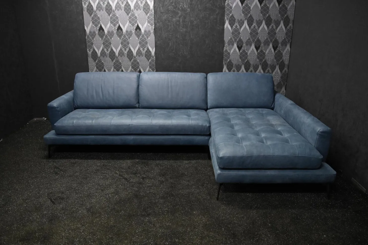 Ecksofa Living Leder Maya 7314 Sky Blau Fuß Tivoli Titan