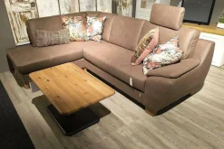 Ecksofa Livingston Stoff 0877 19 Braun Fuß Eiche Geölt Inklusive Kissen