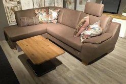 Ecksofa Livingston Stoff 0877 19 Braun Fuß Eiche Geölt Inklusive Kissen