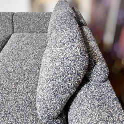 Ecksofa Long Island Stoff Cooper BW1779 151 Grau Blau Füße Holz Dunkelbraun