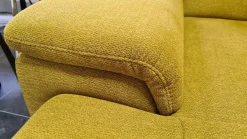 Ecksofa LS 404420 Stoff Calido Curry Gelb Füße Metall Schwarz mit Hocker