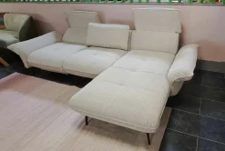 Ecksofa LS24 Hunte Stoff Space Nature Beige Füße Metall Schwarz