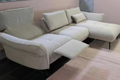 Ecksofa LS24 Hunte Stoff Space Nature Beige Füße Metall Schwarz