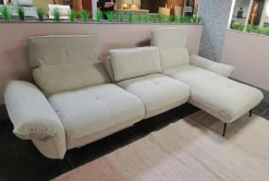 Ecksofa LS24 Hunte Stoff Space Nature Beige Füße Metall Schwarz