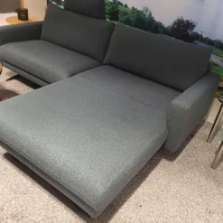 Ecksofa LS23 Insas Stoff SK70 Blue Blau Metallkufe Schwarz Pulverbeschichtet