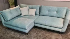 Ecksofa LS24 Stoff 2-7059 Blau mit Bettkasten und 2 Kissen