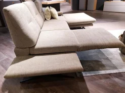 Ecksofa Lucero Stoff Bernando Oliv Grau Metallkufe Schwarz