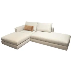 Ecksofa Marlo Stoff Gioia Seidengrau mit 3 Kissen und Funktionsrolle
