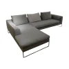 Ecksofa Mell Lounge Stoff 9131 Anthrazit Grau Gestell Metall Schwarz Mit Kissen Stoff 9129