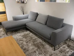 Ecksofa Mell Lounge Stoff 9131 Anthrazit Grau Gestell Metall Schwarz Mit Kissen Stoff 9129