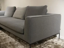 Ecksofa Mell Lounge Stoff 9131 Anthrazit Grau Gestell Metall Schwarz Mit Kissen Stoff 9129