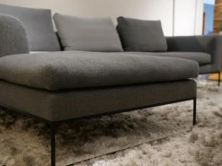 Ecksofa Mell Lounge Stoff 9131 Anthrazit Grau Gestell Metall Schwarz Mit Kissen Stoff 9129