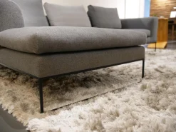 Ecksofa Mell Lounge Stoff 9131 Anthrazit Grau Gestell Metall Schwarz Mit Kissen Stoff 9129