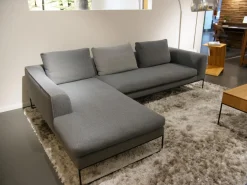 Ecksofa Mell Lounge Stoff 9131 Anthrazit Grau Gestell Metall Schwarz Mit Kissen Stoff 9129