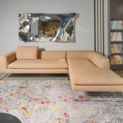 Ecksofa Mell Lounge Stoff 8186 Aprikose Orange Beige Gestell Verchromt Inklusive Kissen