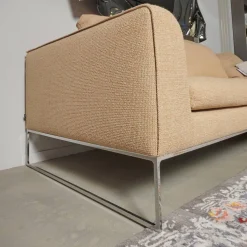 Ecksofa Mell Lounge Stoff 8186 Aprikose Orange Beige Gestell Verchromt Inklusive Kissen