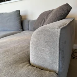Ecksofa Mell Lounge Stoff 8143 Taupe Grau Füße Verchromt Mit Kunststoffgleitern