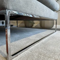 Ecksofa Mell Lounge Stoff 8143 Taupe Grau Füße Verchromt Mit Kunststoffgleitern
